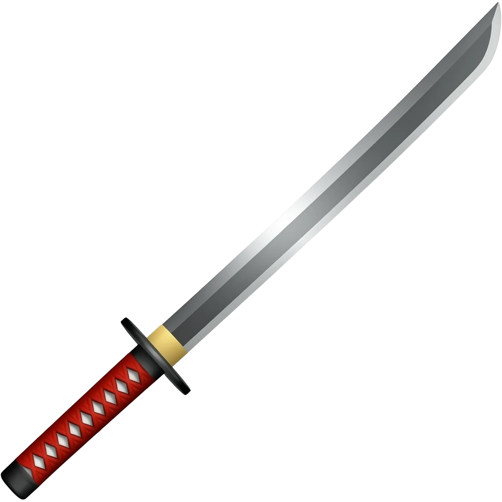 buatkan emoji pedang Samurai pakai gagang merah ber motif dan panjang emoji