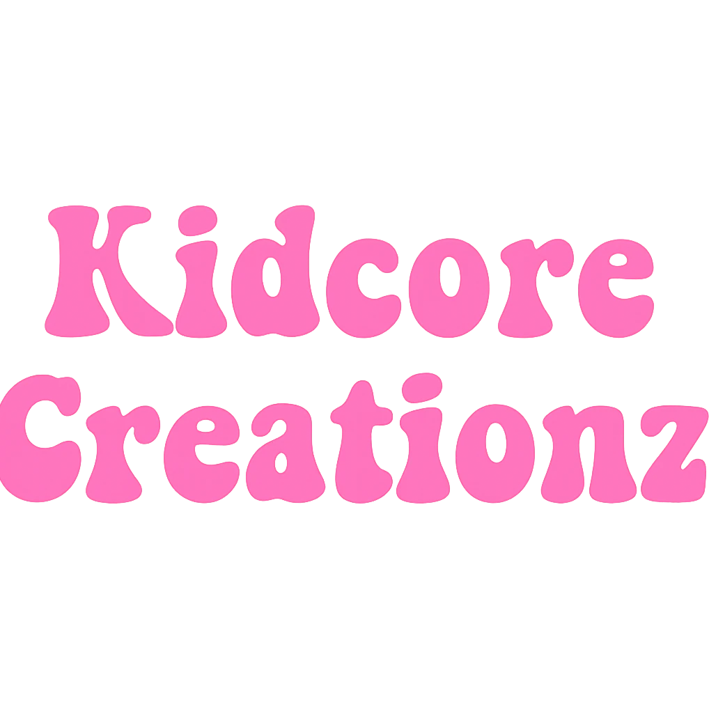 Add the word Kidcore Creationz in Pink emoji