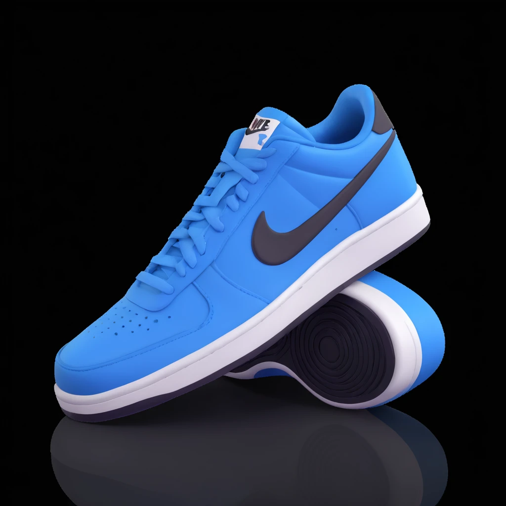 blue Nike sneaker, 3D rendered style, realistic details, white background emoji