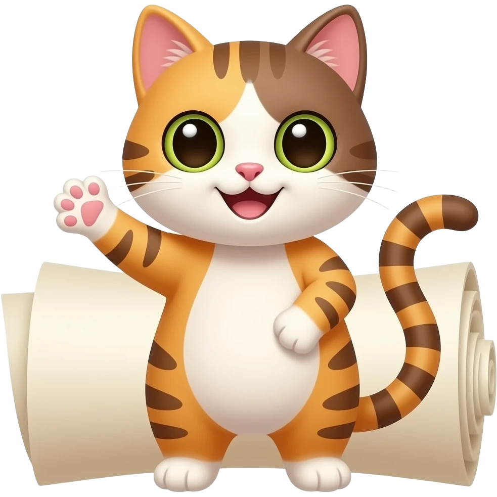 a happy cat in a handroll emoji