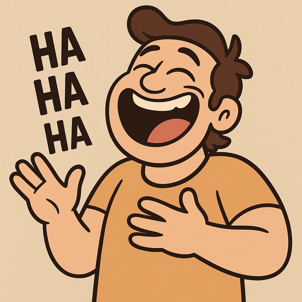 joyful laughing face, cartoon style emoji