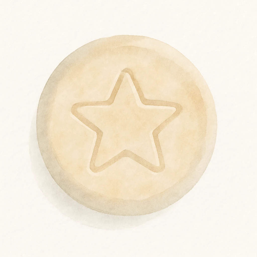 watercolor style dalgona candy with circle shape, soft and artistic emoji