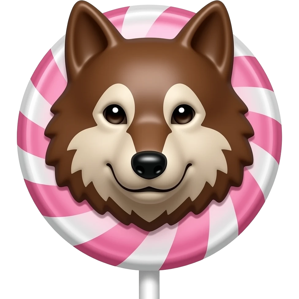 Ruby Chocolate wolf face lollipop emoji