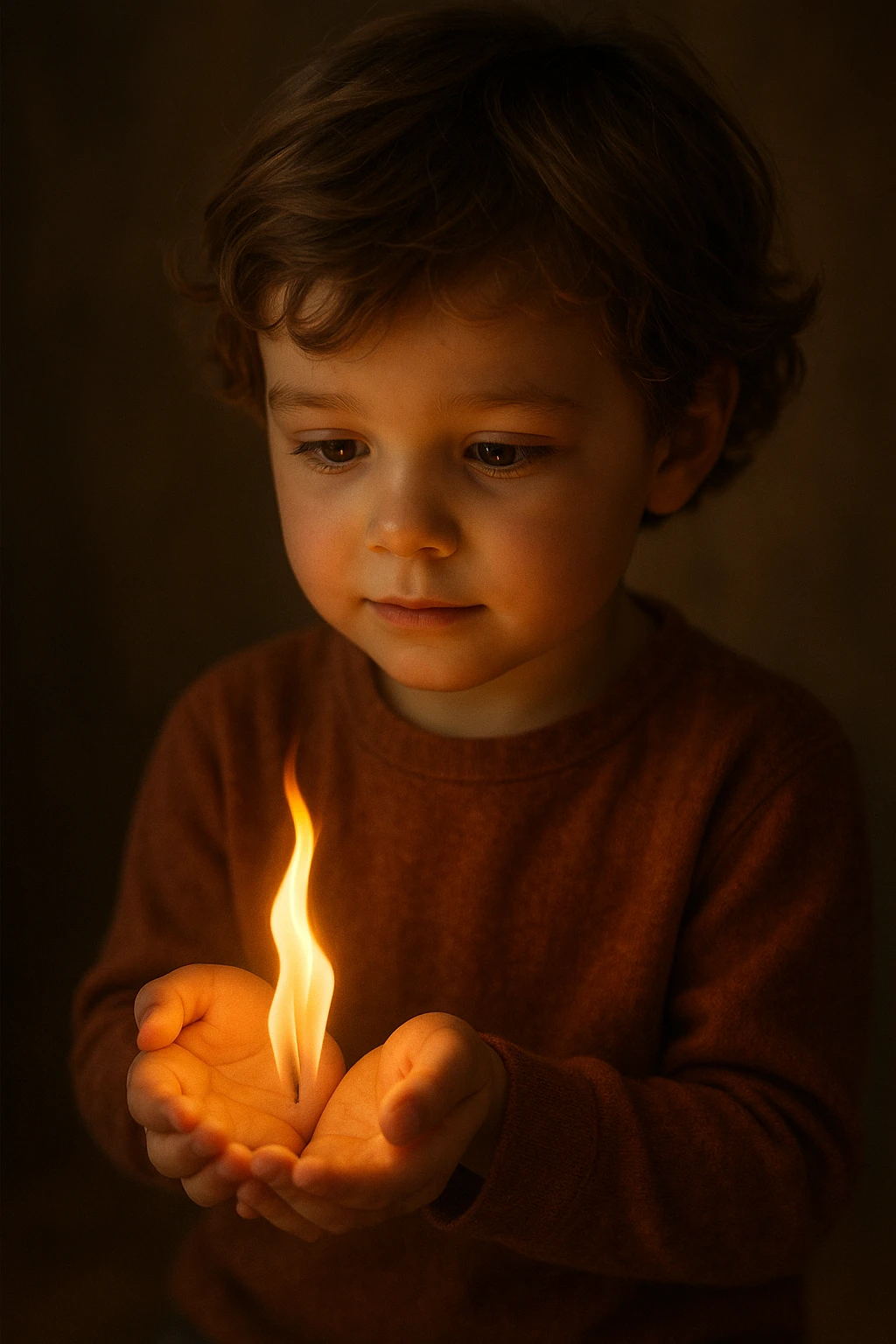 a child with a fire emoji