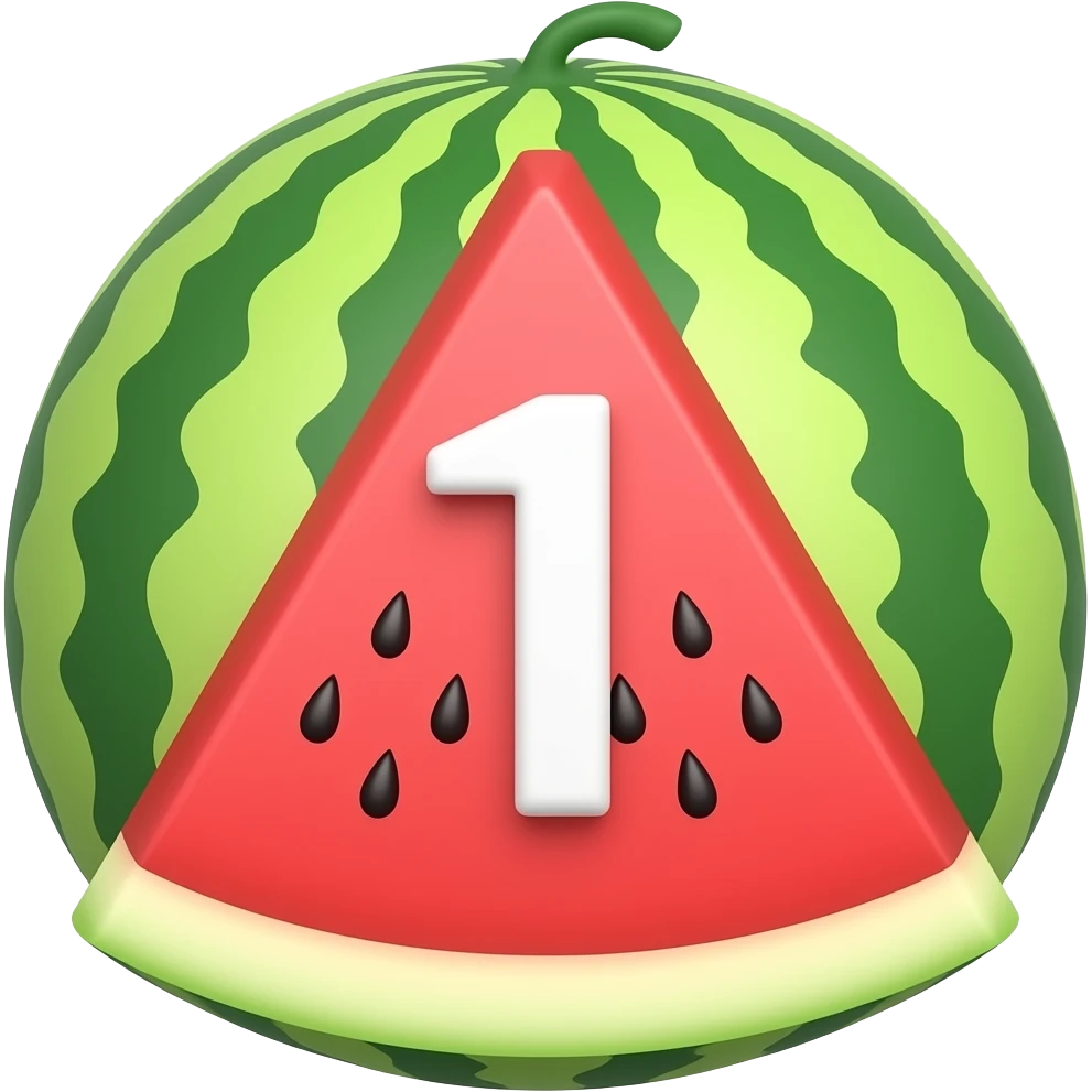 "number 1 watermelon style, colorful, simple background" emoji