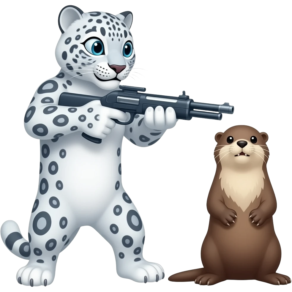 snow leopard shooting an otter emoji