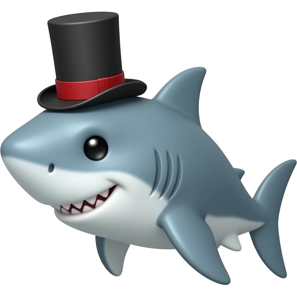 Shark with a top hat emoji