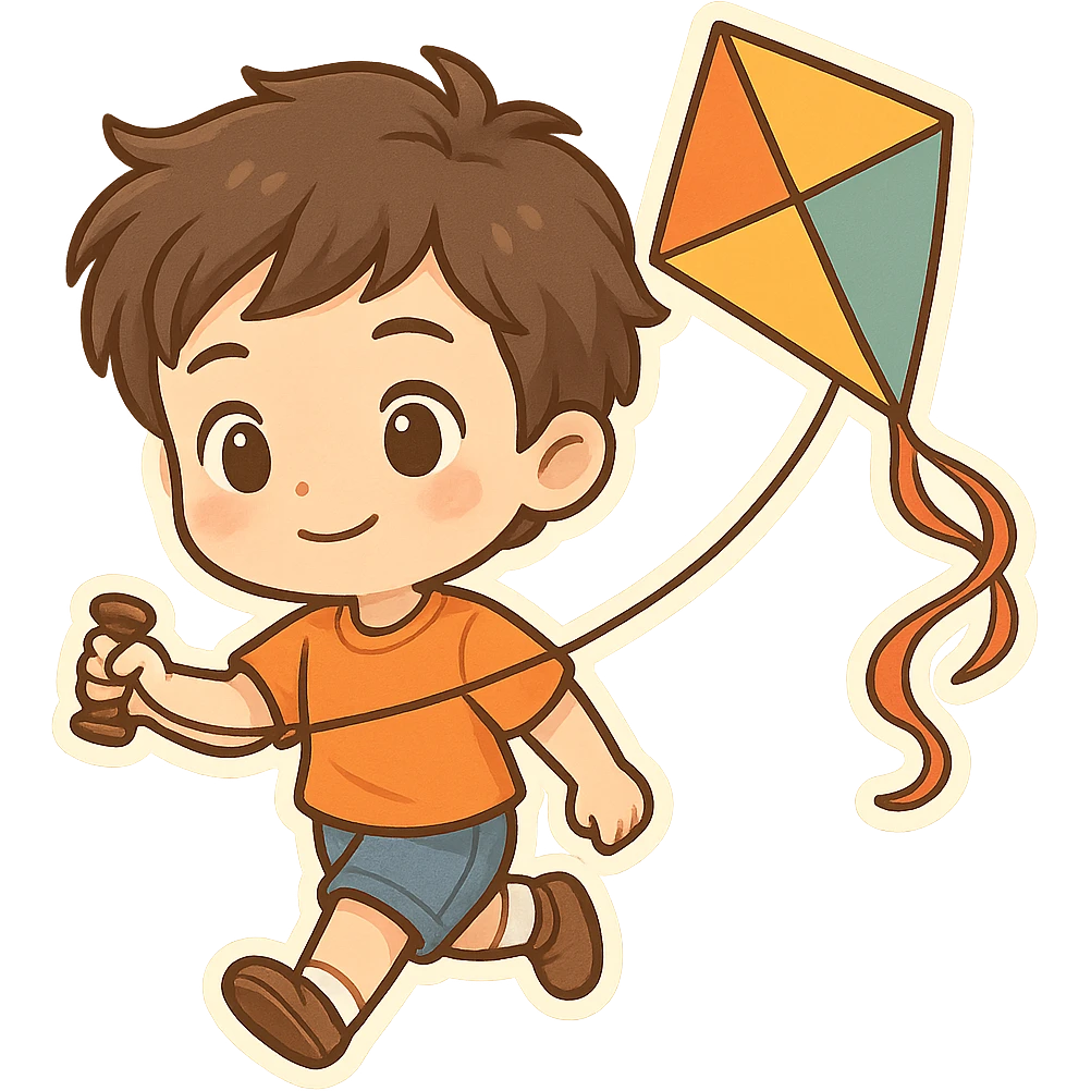 一个男孩正在放风筝 emoji