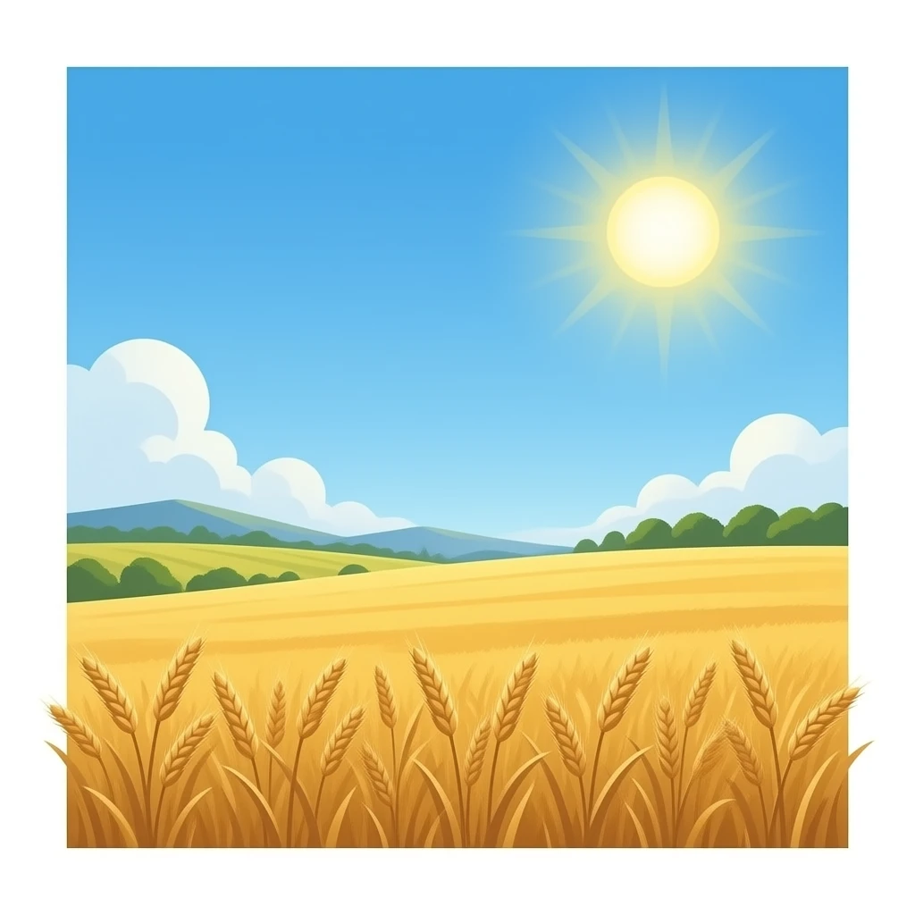 нарисуй поле стравой и солнце в небе emoji