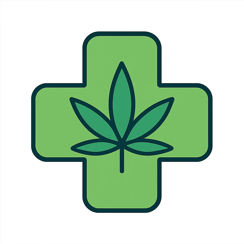bold green cross with rounded edges, cannabis theme emoji