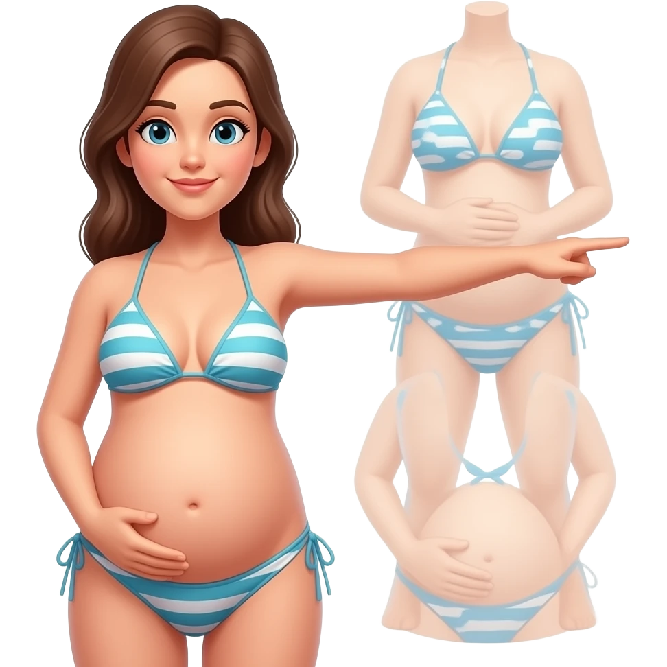 Faz uma mulher de biquiní gravida sem a mão na barriga sem as duas  com a mão reta emoji