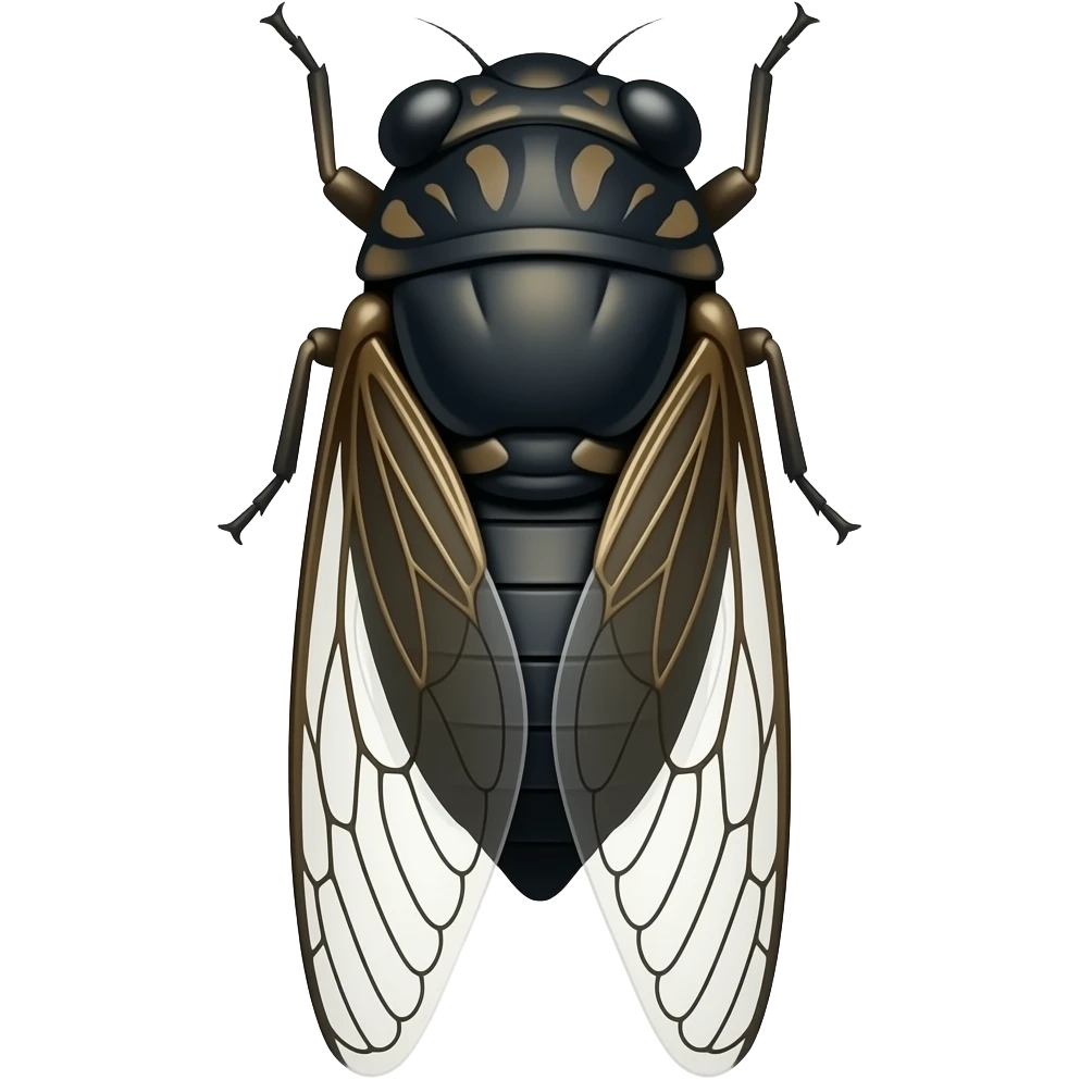A female black cicada, cartoon style emoji