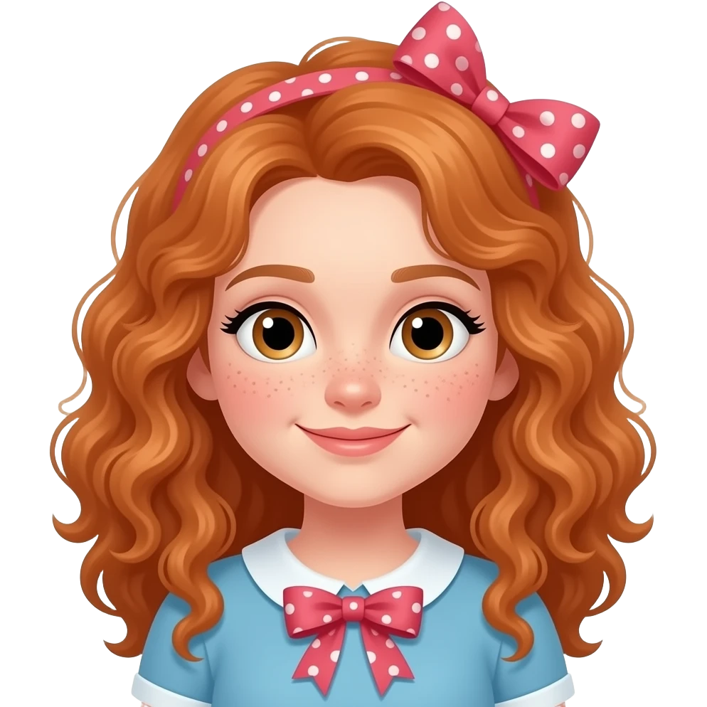 Fille rousse bouclés tâches de rousseur 🎀 emoji