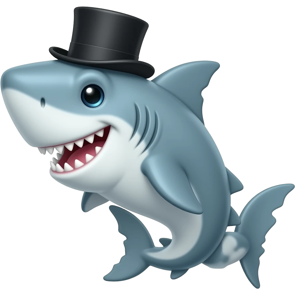 Shark with a top hat emoji