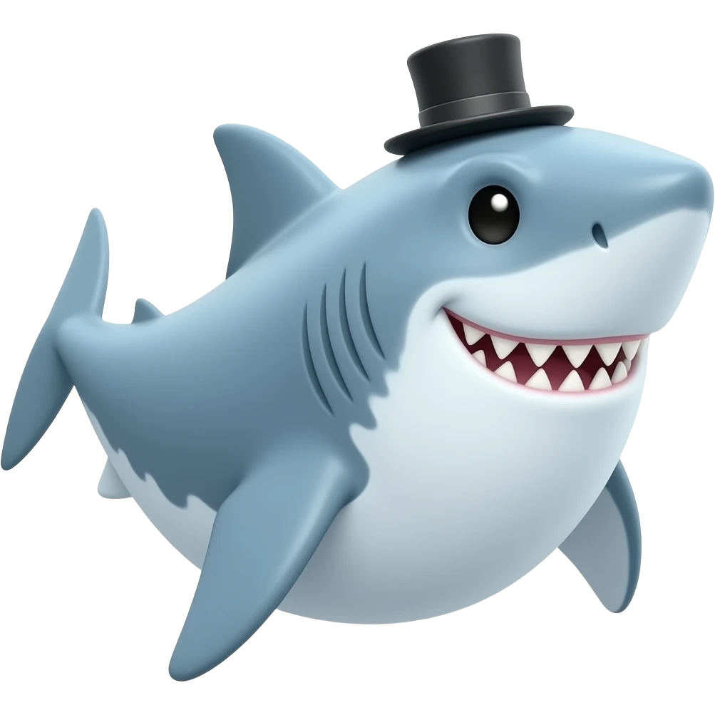 Shark with a top hat emoji