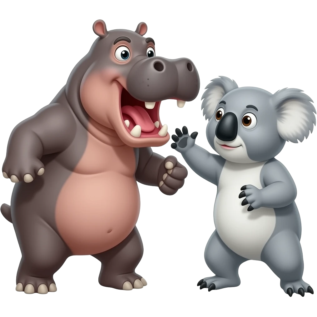 Hippo and koala are fighting emoji