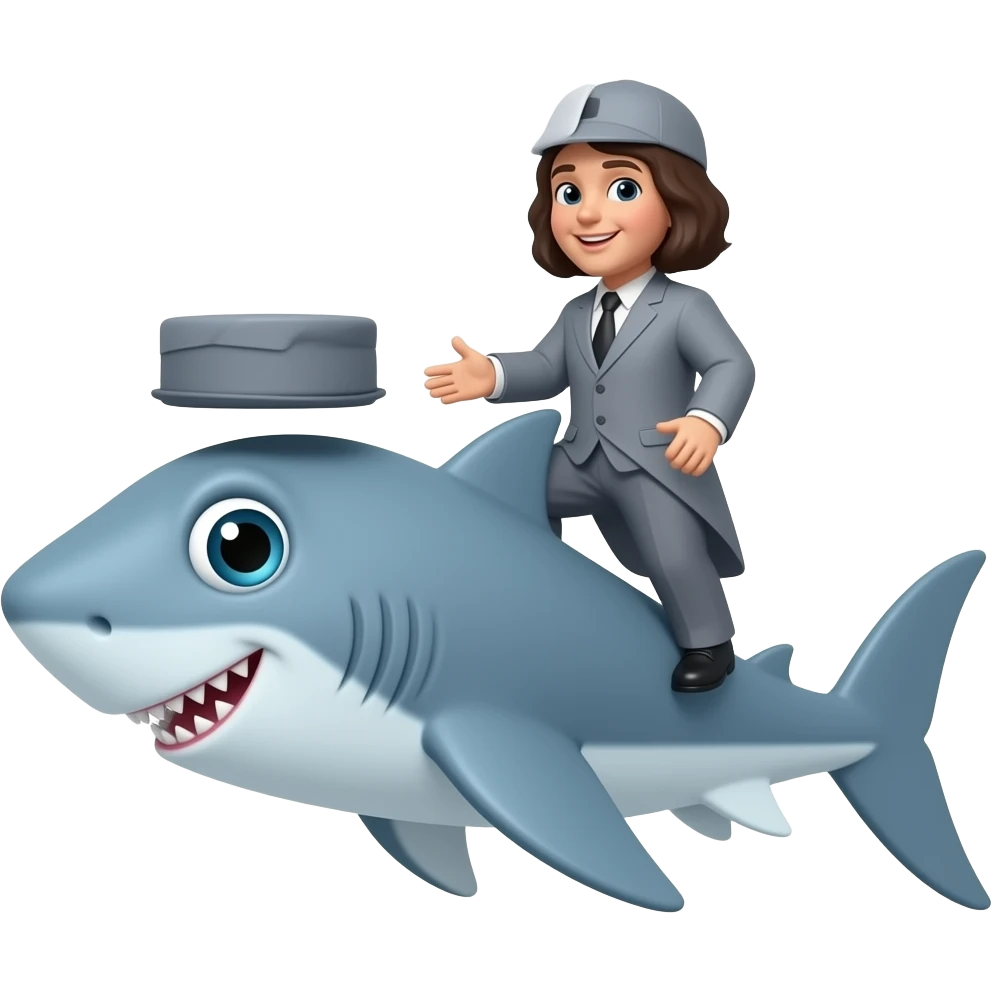 Shark with a top hat emoji