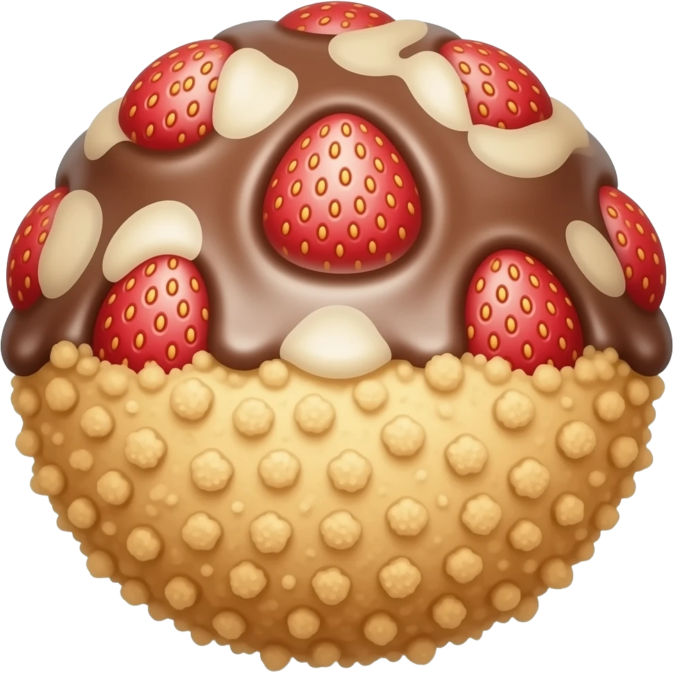 biscuit balls with strawberry/chocolate/vanilla topping + crumbs topping emoji