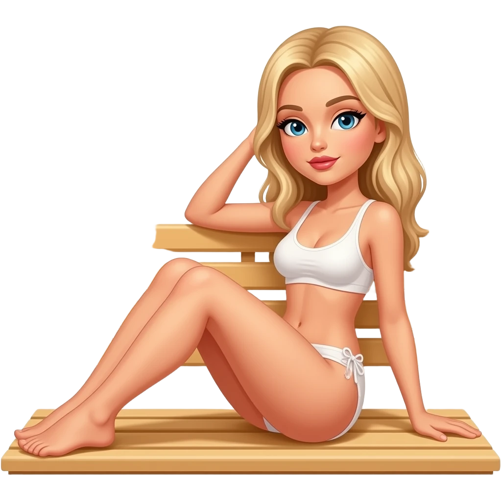 Slim blonde nude in sauna, relaxen and beging sexy emoji