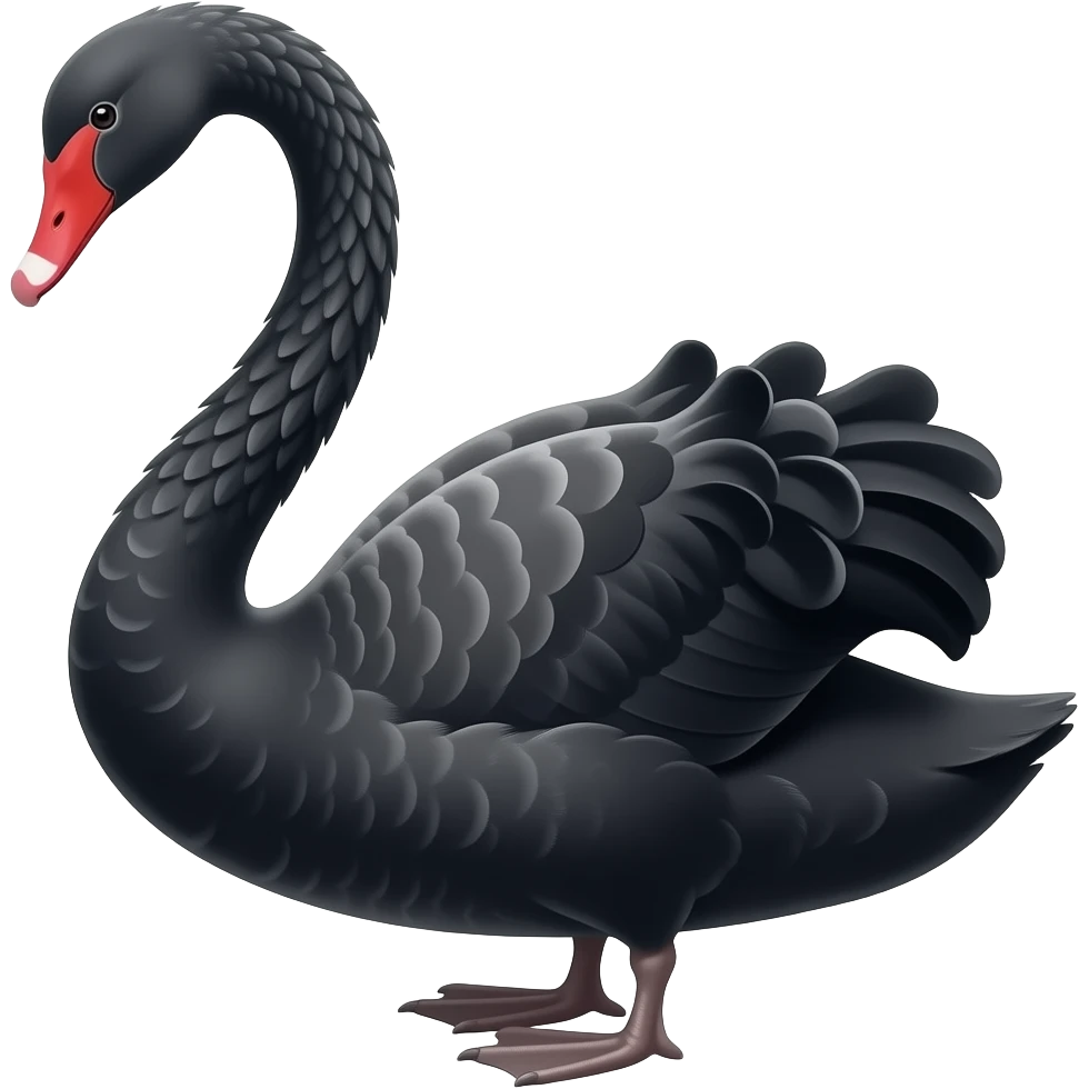 Un cisne de color negro sin piernas emoji