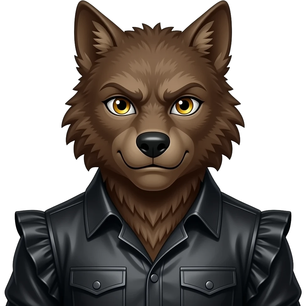 The Werewolf from Horror Film Heroes and Villains with gold eyes, brown fur, black metallic ruffle shirt emoji
