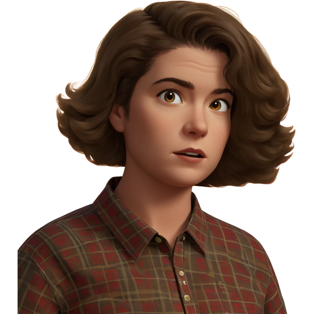 plaid shirt girl looking back emoji
