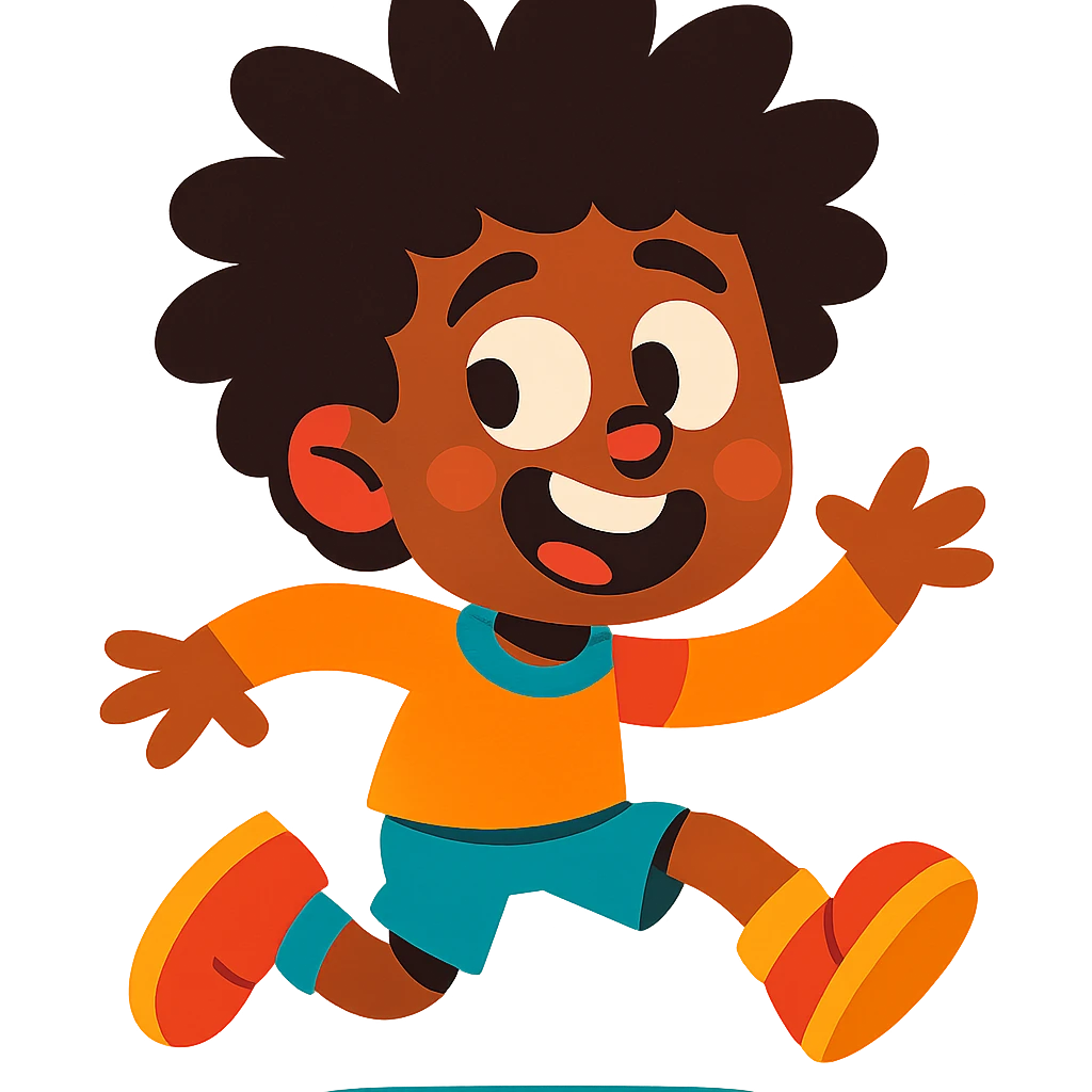 black boy with frizzy, untamed curly hair, goofy expression, lighthearted and whimsical, vibrant colors emoji
