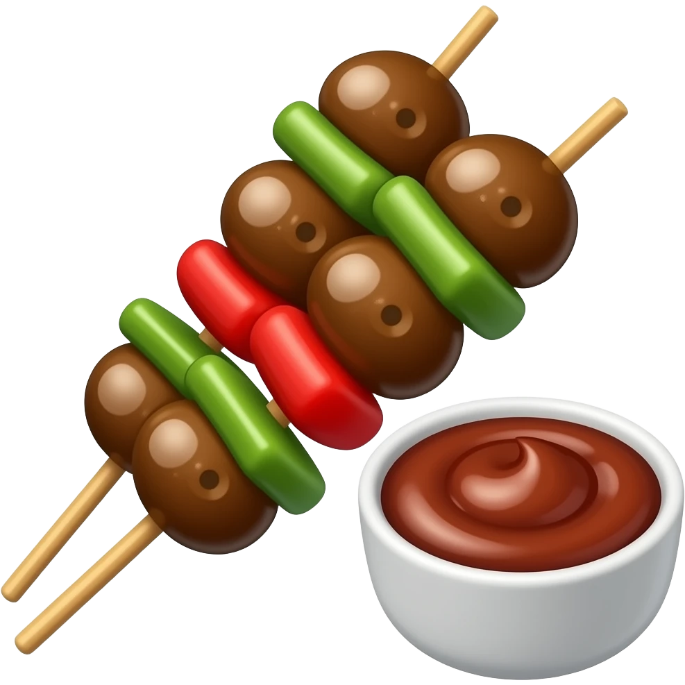 zou je op 1 stokje 3 satétjes zetten met saus emoji