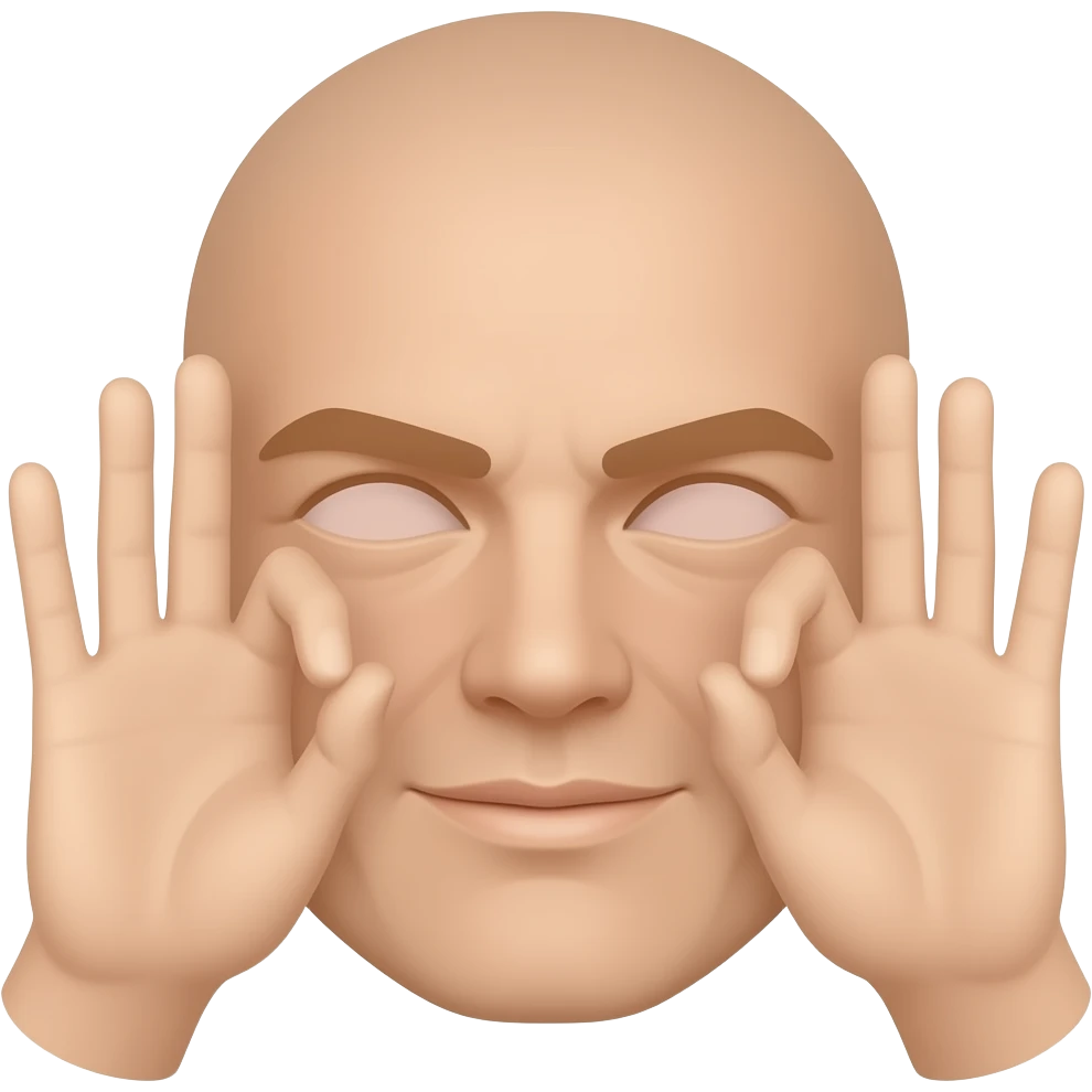 Faça uma sombra com as mãos do rosto emoji