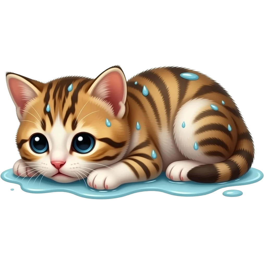 Newborn scared laying down wet scrunkly kitten emoji