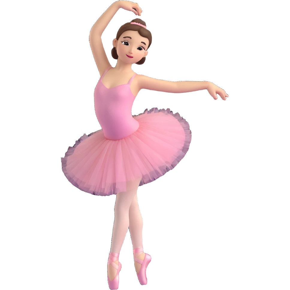 ballerina in 3D emoji style, classic pink tutu, graceful pose emoji