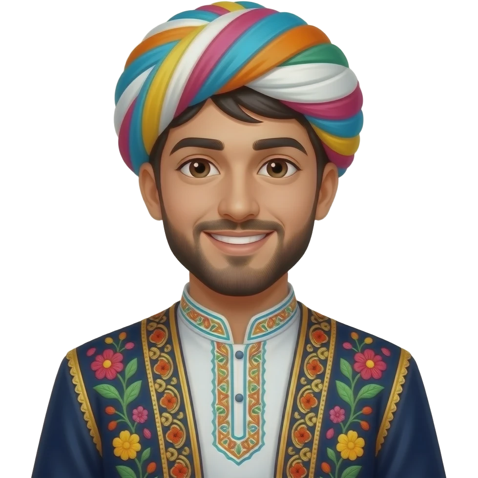 traditional Persian young man , vibrant emoji