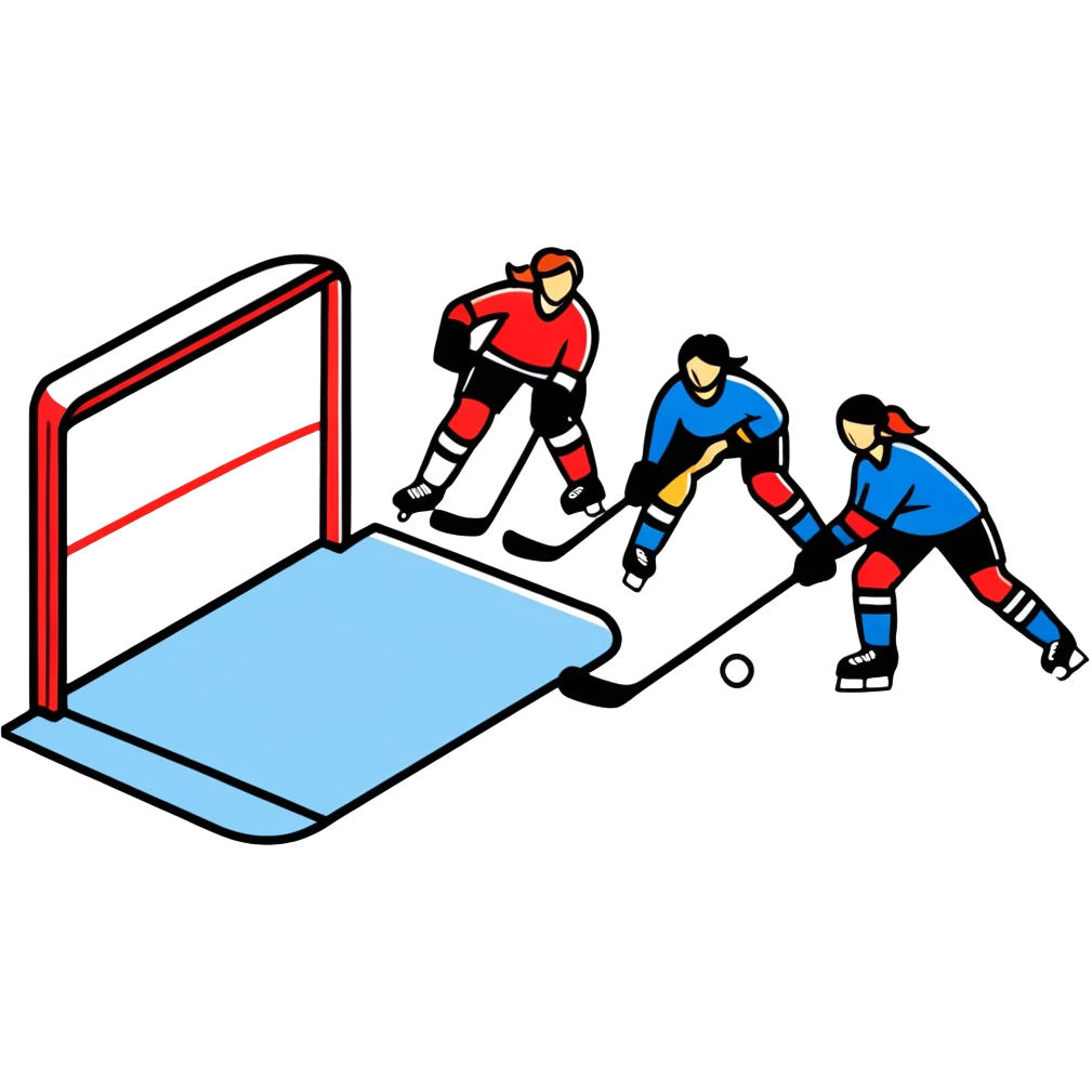 Women play hockey lawn  emoji