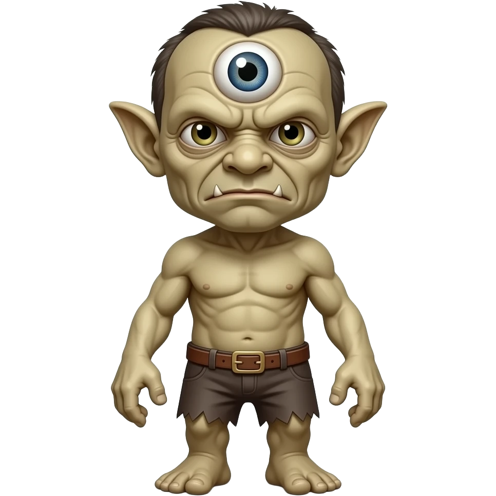 One eyed troll  no eyes, ugly face, cyclop. An eye in the middle of his forehead emoji