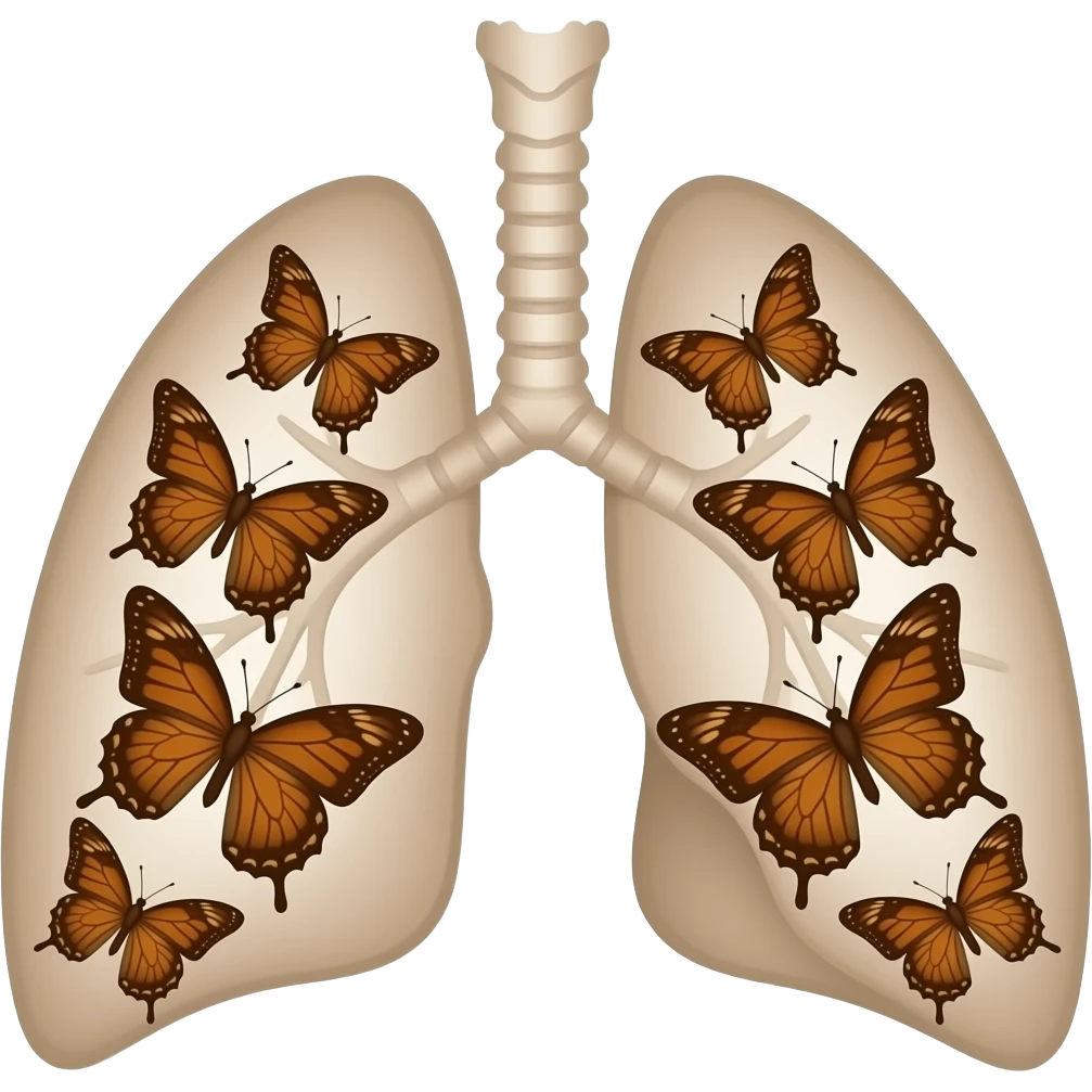 brown butterflies in beige lungs x-ray emoji