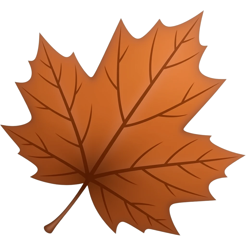 A reddish brownish autumn maple leaf emoji
