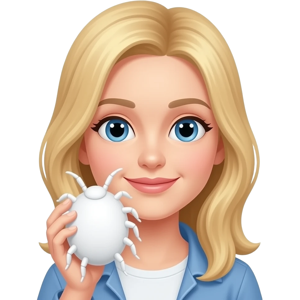 Cute blonde woman holding a white tick emoji