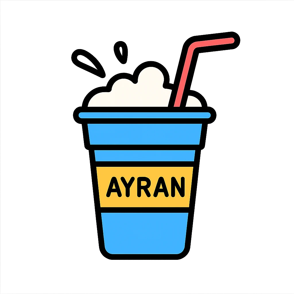 simple modern icon of Ayran drink in a cup or glass with a straw and splash effect, minimal color, clean lines emoji