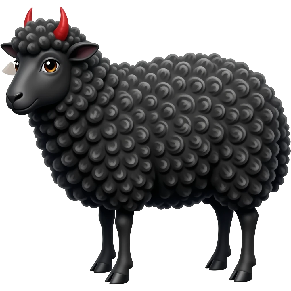 Black sheep with devil horns emoji