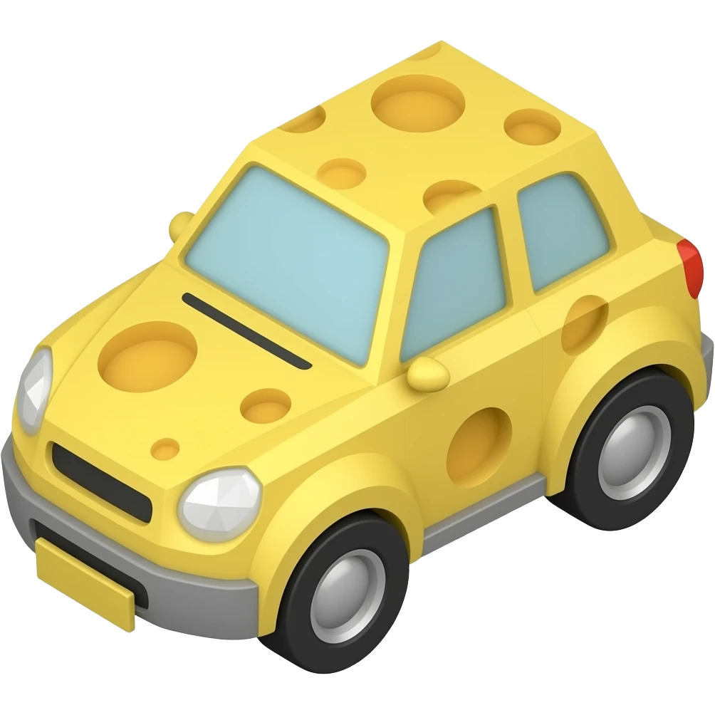 3d low poly yellow cheese car emoji
