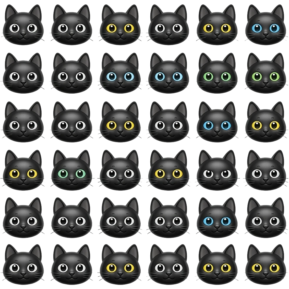 нужен пак 25 смайлов из анимированных смайлов в виде черных котов emoji