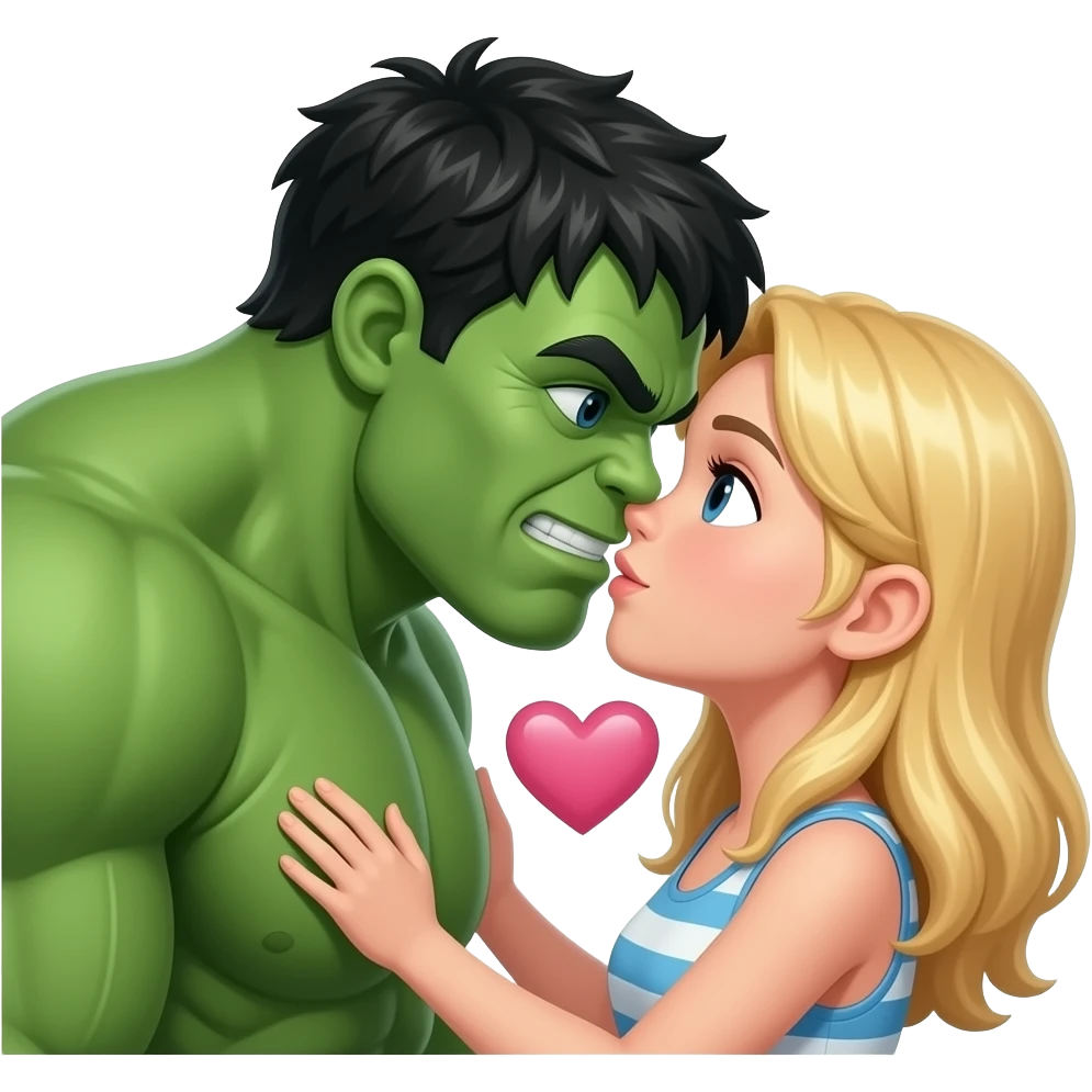 Hulk in love girl blond  face emoji