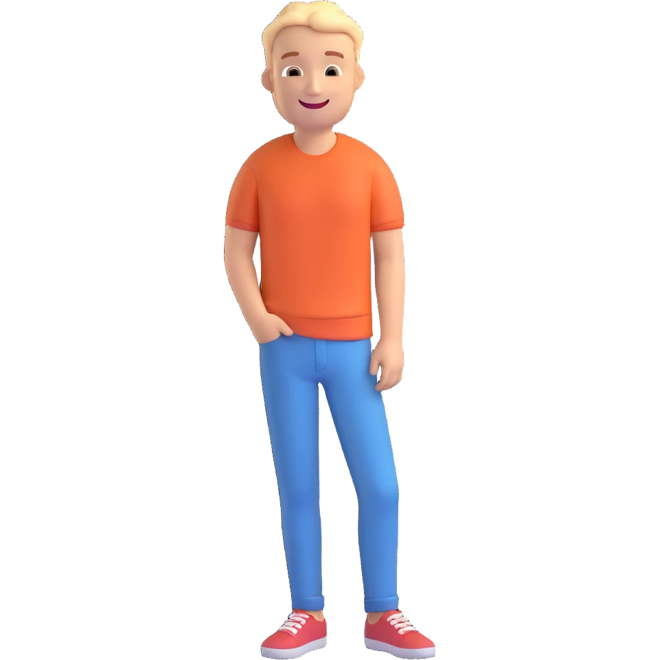 a cheerful man smiling, casual appearance emoji