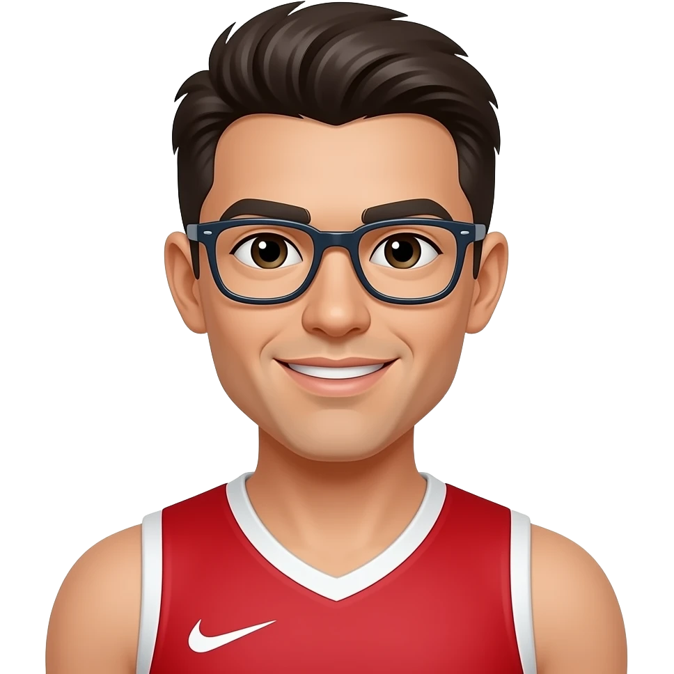 male Athlete in red jersey With Glass emoji