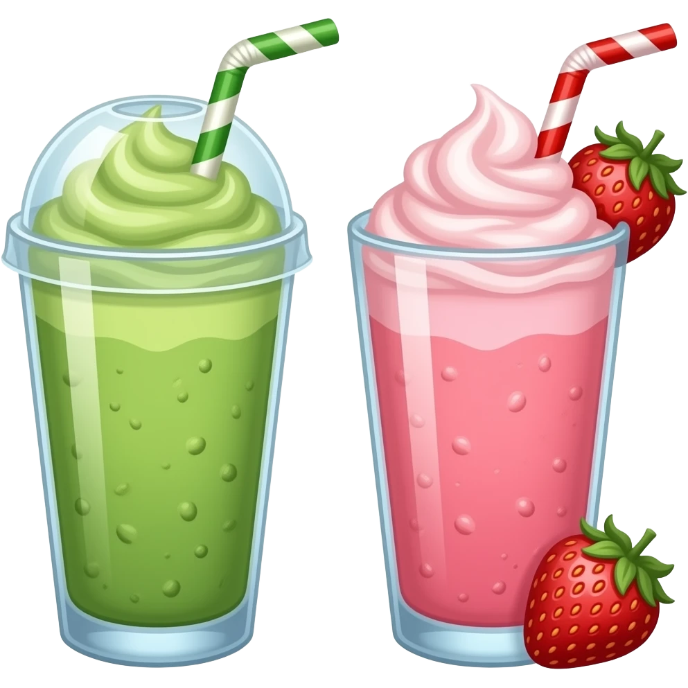 Matcha and strawberry milkshake emoji