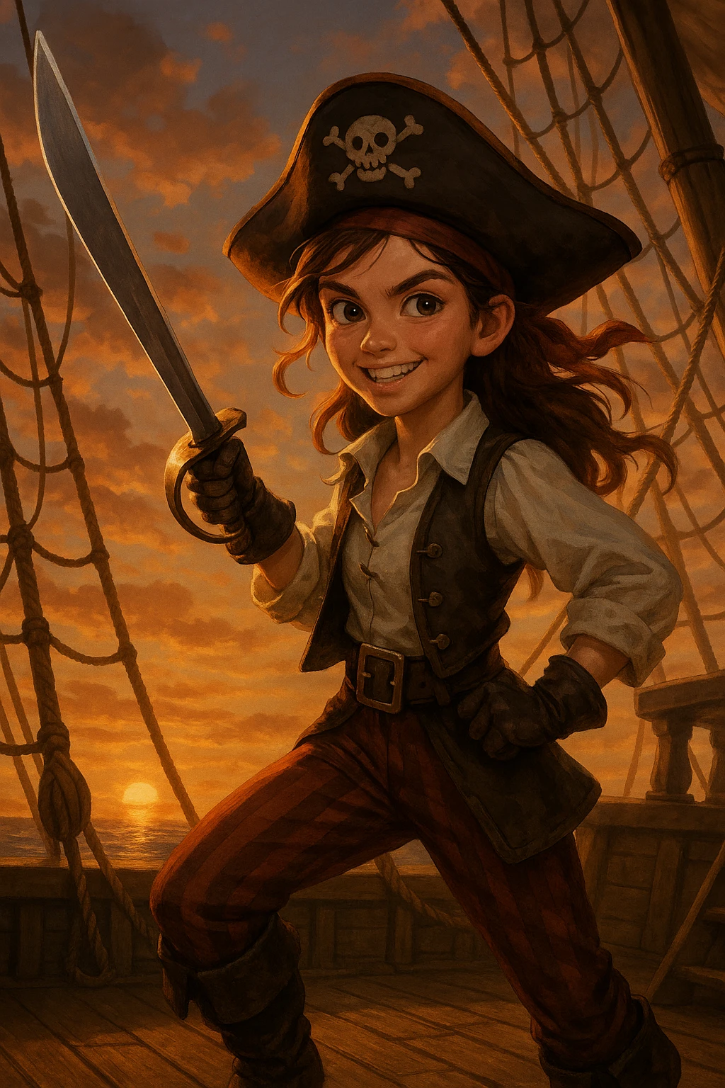 Une pirate  ( fille ) ados de 16 ans qui adore combattre en épée emoji