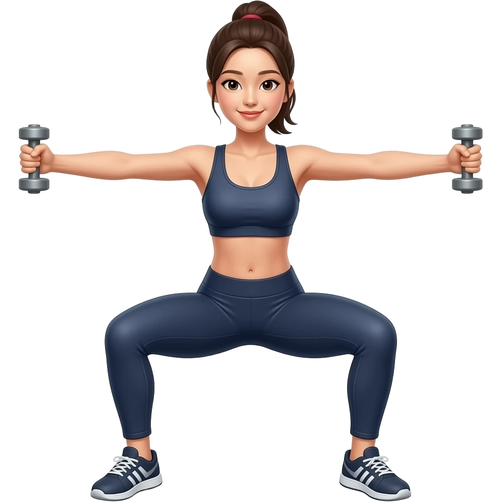 헬스를 하고 있는 복근 있는 한국 여자 emoji