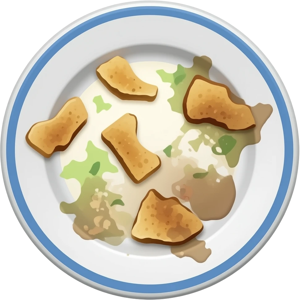 Used dirty dish with food leftovers, simple emoji style emoji