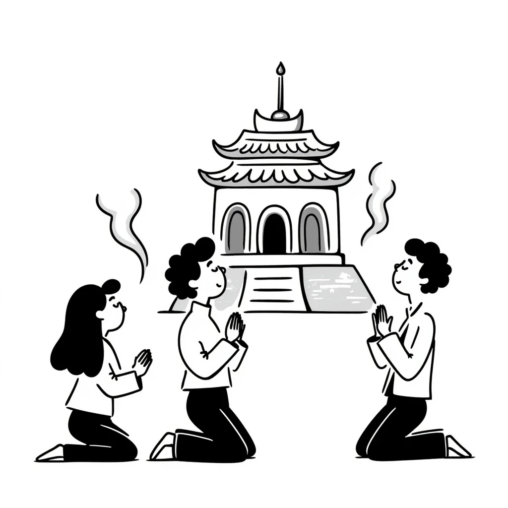 people praying in a Buddhist temple emoji