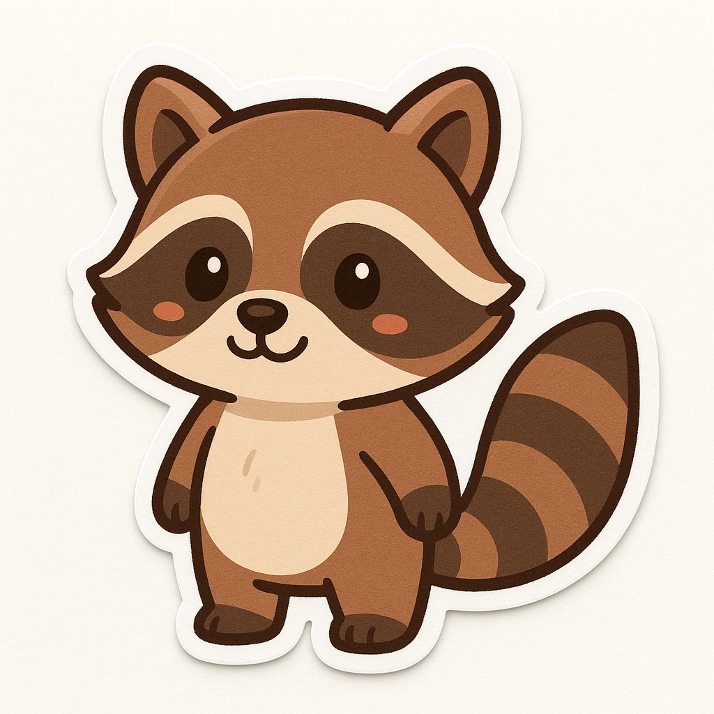 raccoon white background sticker emoji